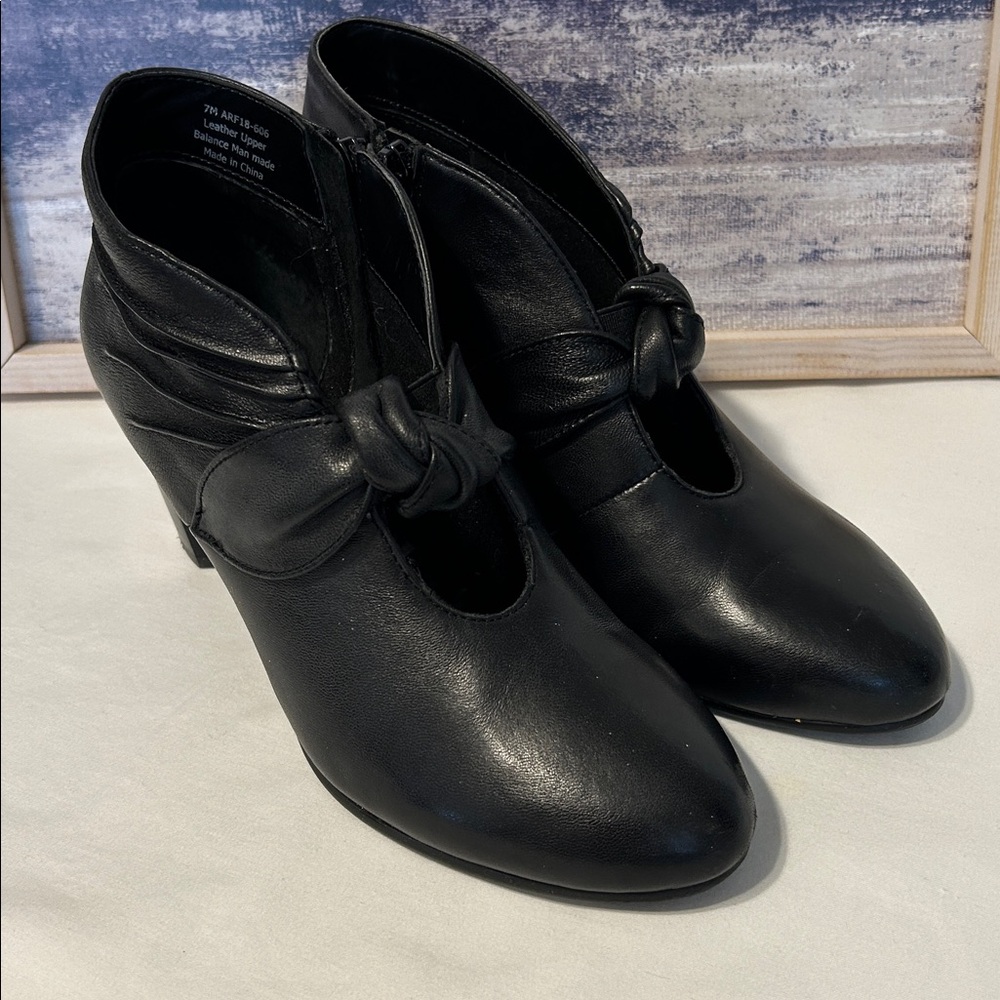 David Tate oxford heels leather ankle Boots retro booties Side zip like NEW